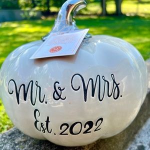 Martha Stewart Mr. & Mrs. Ceramic white Pumpkin